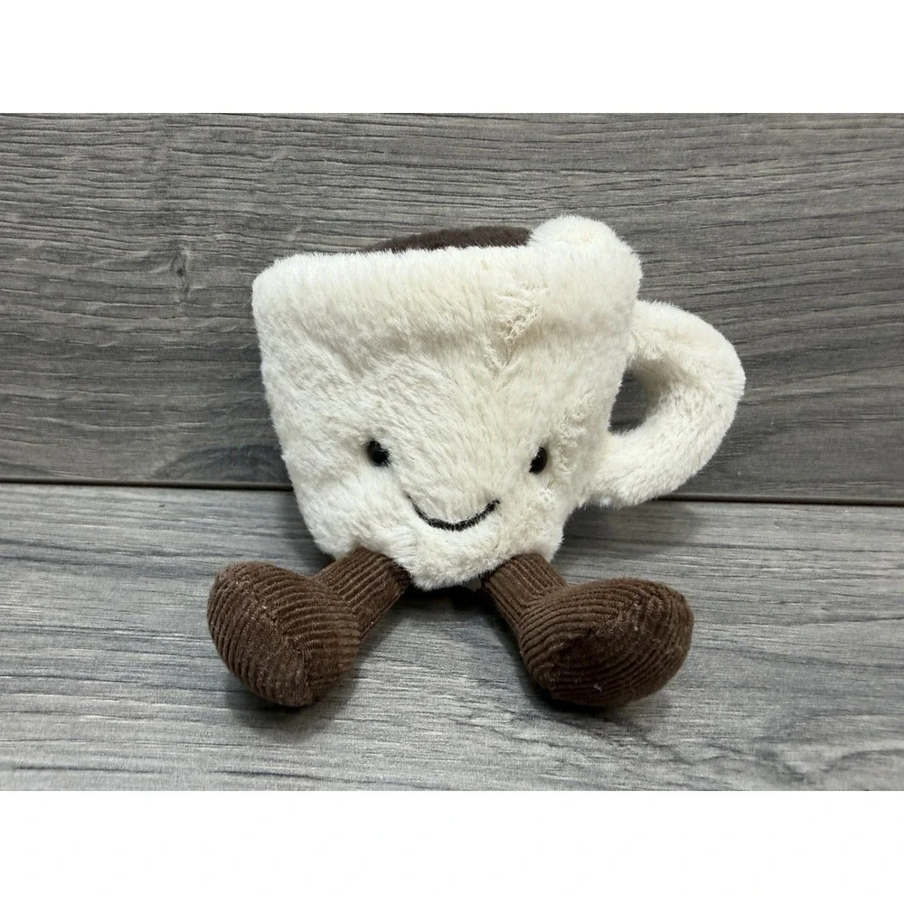 Jellycat Plush Stuffed Espresso Coffee Cup Plush White Brown Small Adorable Soft